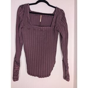 Free People Knit Ribbed Boho Purple Longsleeve Box Sleeve XL